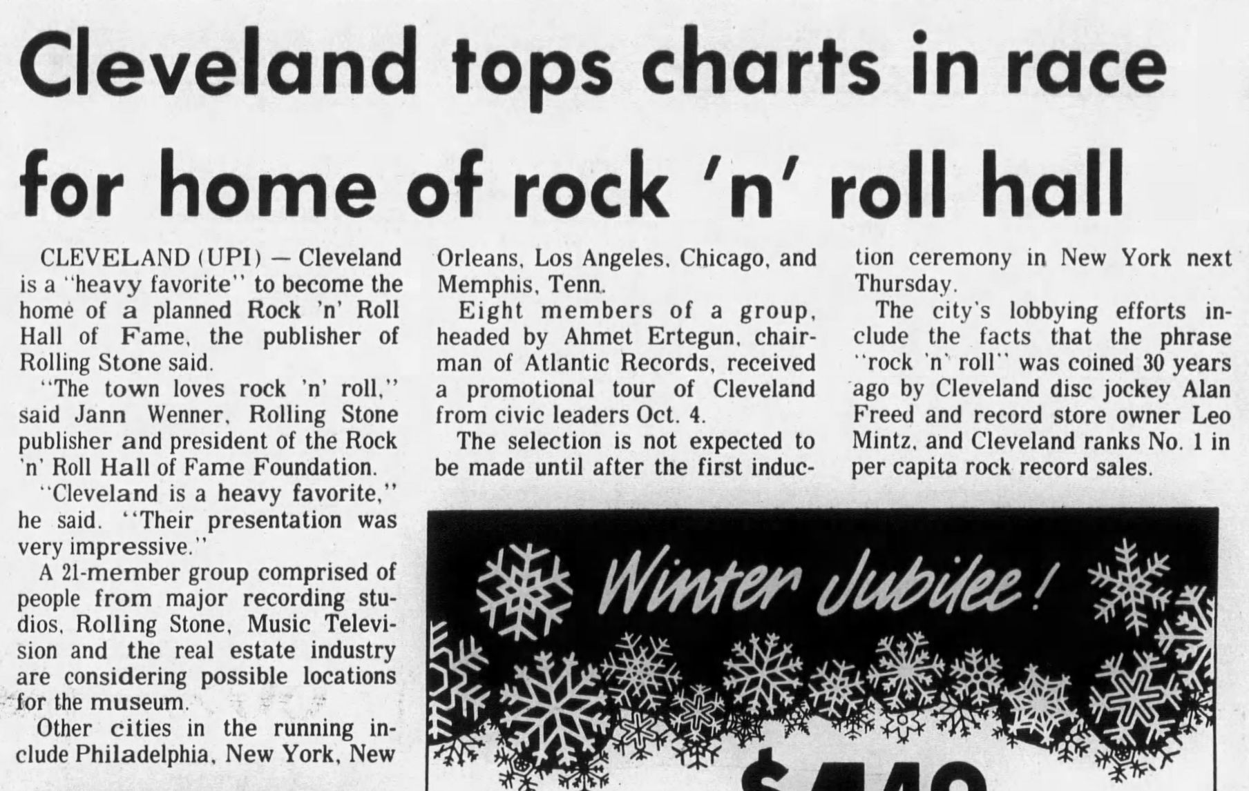 Rock and Roll HOF location - January 19, 1986